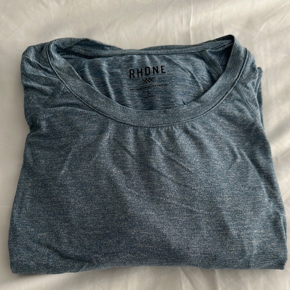 Rhone Blue Long-Sleeve T-Shirt, Size Large